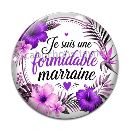 Cabochon Verre - je suis une formidable marraine
