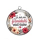 Pendentif Cabochon Argent - je suis une formidable marraine