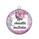 Pendentif Cabochon Argent - chouette maîtresse