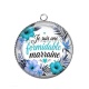 Pendentif Cabochon Argent - je suis une formidable marraine