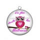Pendentif Cabochon Argent - chouette maîtresse
