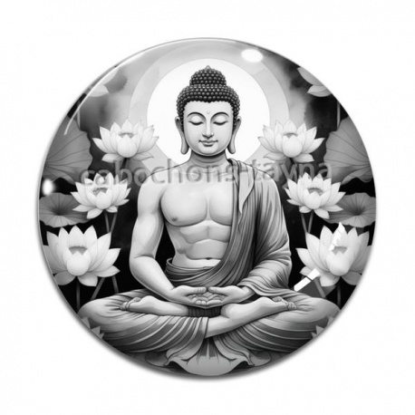 Cabochon Verre - bouddha méditation