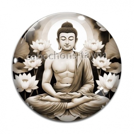 Cabochon Verre - bouddha méditation