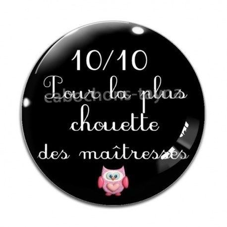 Cabochon Verre - chouette maîtresse