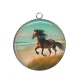 Pendentif Cabochon Argent - cheval