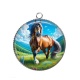 Pendentif Cabochon Argent - cheval