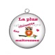 Pendentif Cabochon Argent - chouette maîtresse