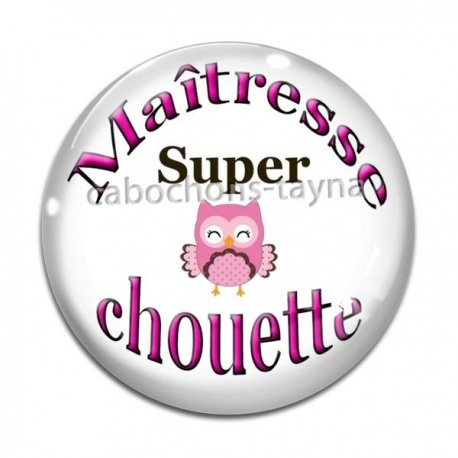 Cabochon Verre - chouette maîtresse