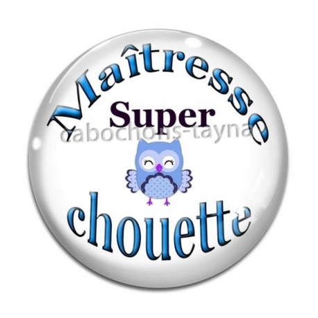 Cabochon Verre - chouette maîtresse