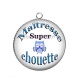 Pendentif Cabochon Argent - chouette maîtresse