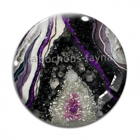 Cabochon Verre - fond style pierre