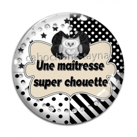 Cabochon Verre - chouette maîtresse