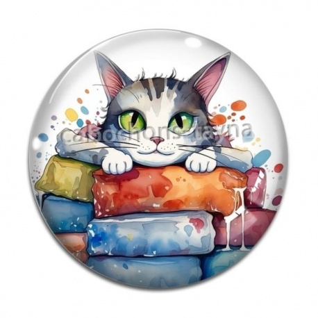 Cabochon Verre - chat