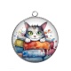 Pendentif Cabochon Argent - chat