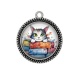 Pendentif Cabochon Argent - chat