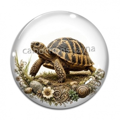 Cabochon Verre - tortue de terre