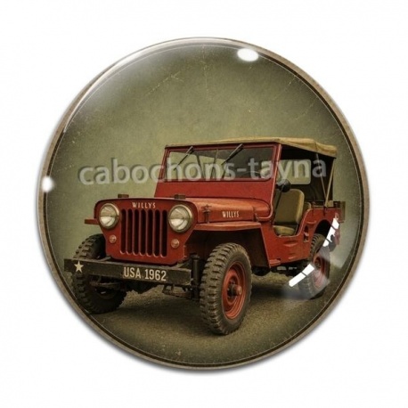 Cabochon Verre -  voiture jeep vintage