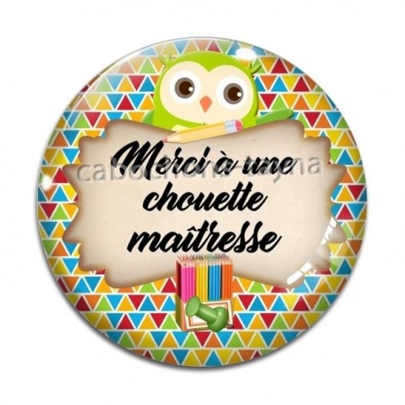 Cabochon Verre - chouette maîtresse