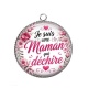 Pendentif Cabochon Argent - je suis une maman qui déchire