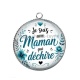 Pendentif Cabochon Argent - je suis une maman qui déchire