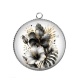 Pendentif Cabochon Argent - fleur exotique
