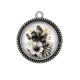 Pendentif Cabochon Argent - fleur exotique