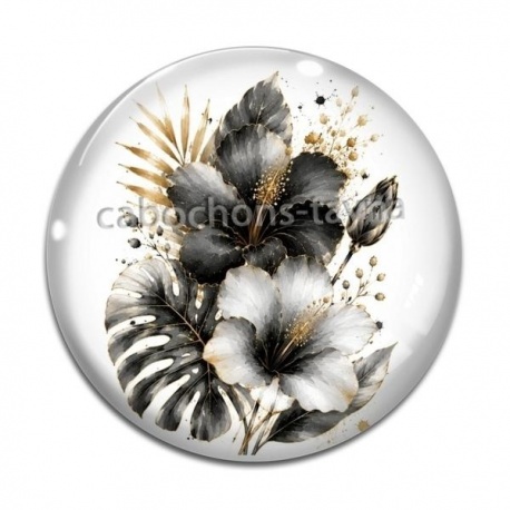 Cabochon Verre - fleur exotique