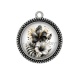 Pendentif Cabochon Argent - fleur exotique