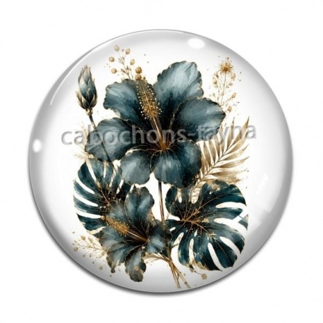 Cabochon Verre - fleur exotique