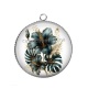 Pendentif Cabochon Argent - fleur exotique