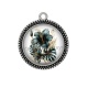 Pendentif Cabochon Argent - fleur exotique
