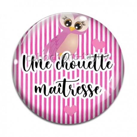 Cabochon Verre - chouette maîtresse