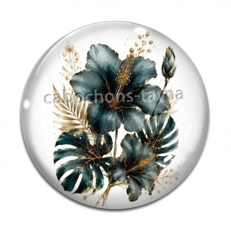 Cabochon Verre - fleur exotique