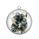 Pendentif Cabochon Argent - fleur exotique