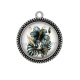 Pendentif Cabochon Argent - fleur exotique