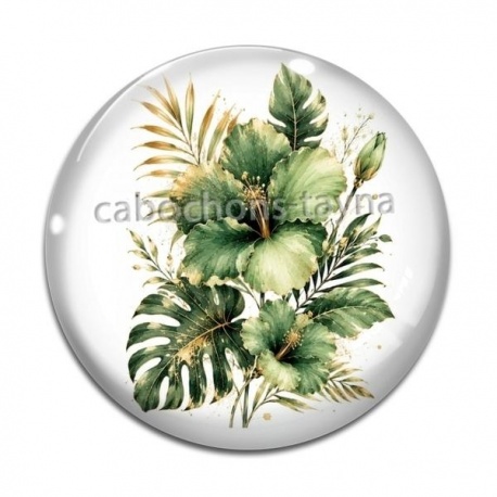Cabochon Verre - fleur exotique
