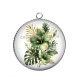 Pendentif Cabochon Argent - fleur exotique