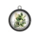 Pendentif Cabochon Argent - fleur exotique