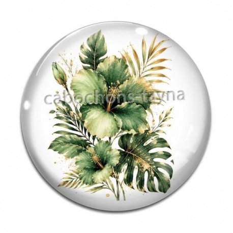 Cabochon Verre - fleur exotique