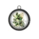 Pendentif Cabochon Argent - fleur exotique