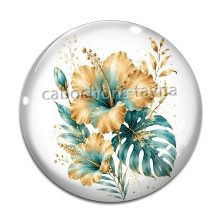 Cabochon Verre - fleur exotique