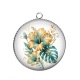 Pendentif Cabochon Argent - fleur exotique