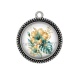 Pendentif Cabochon Argent - fleur exotique