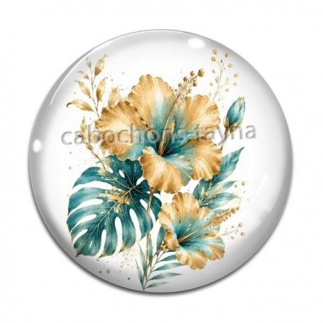 Cabochon Verre - fleur exotique