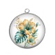 Pendentif Cabochon Argent - fleur exotique