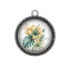 Pendentif Cabochon Argent - fleur exotique