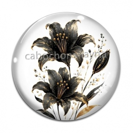 Cabochon Verre - fleur exotique