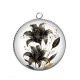 Pendentif Cabochon Argent - fleur exotique