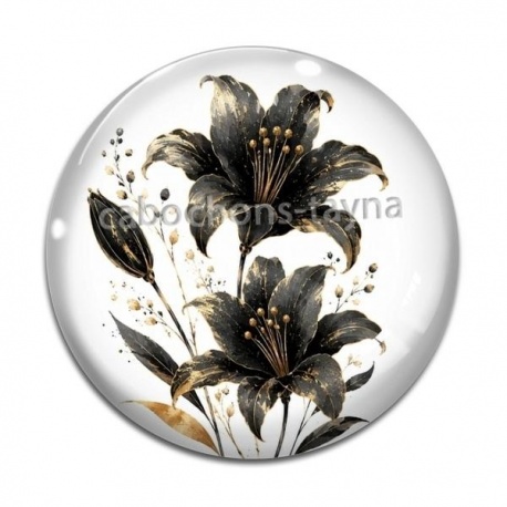 Cabochon Verre - fleur exotique