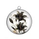 Pendentif Cabochon Argent - fleur exotique